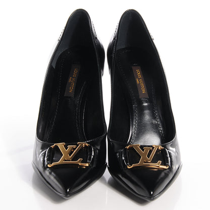 Louis Vuitton LOUIS VUITTON Glazed Calfskin Candice Pumps 35 Black 2 of 9