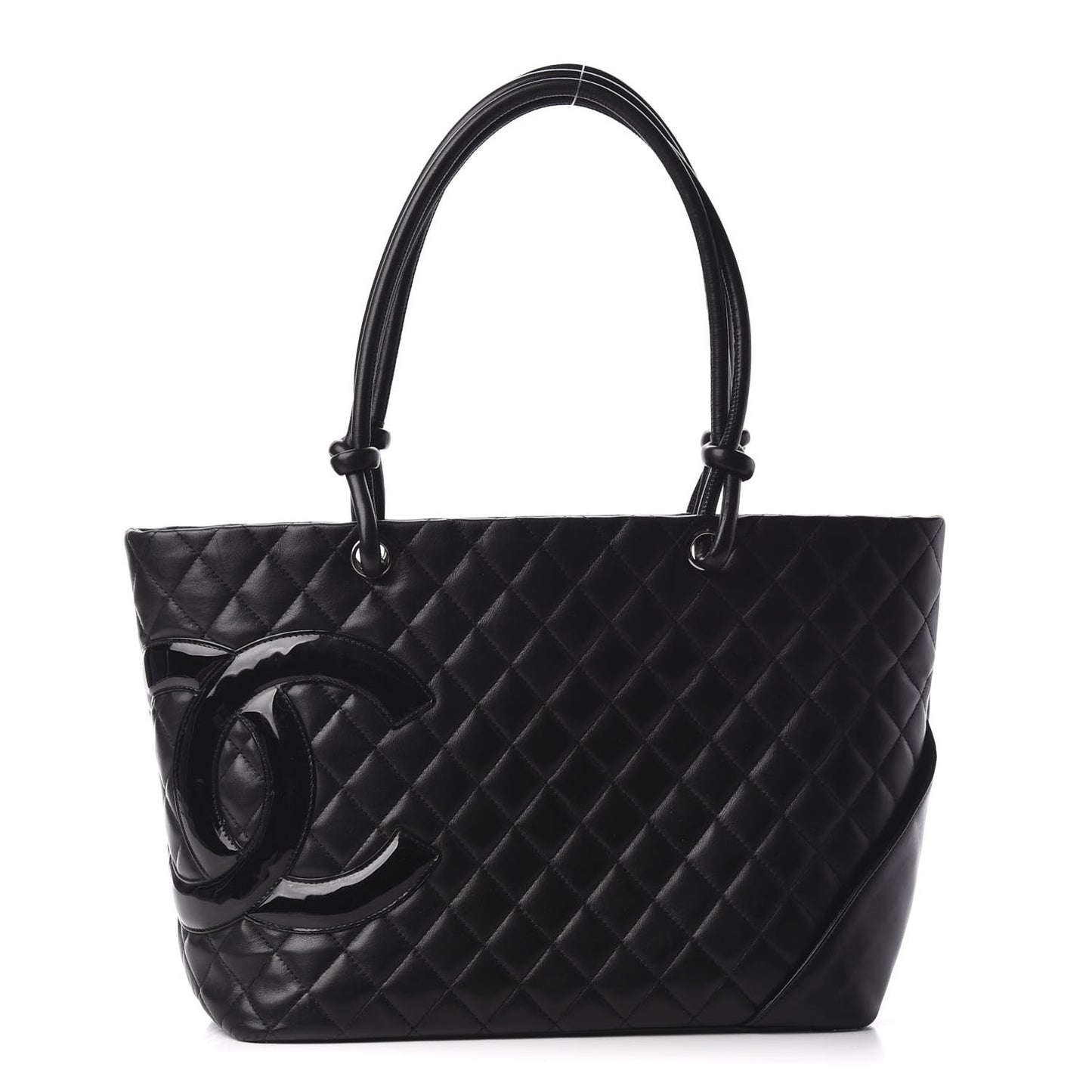 Calfskin Quilted Large Cambon Tote Black