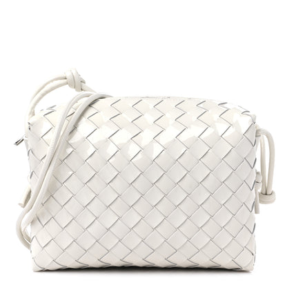 Bottega Veneta Patent Calfskin Intrecciato Small Loop Camera Bag White 1 of 10
