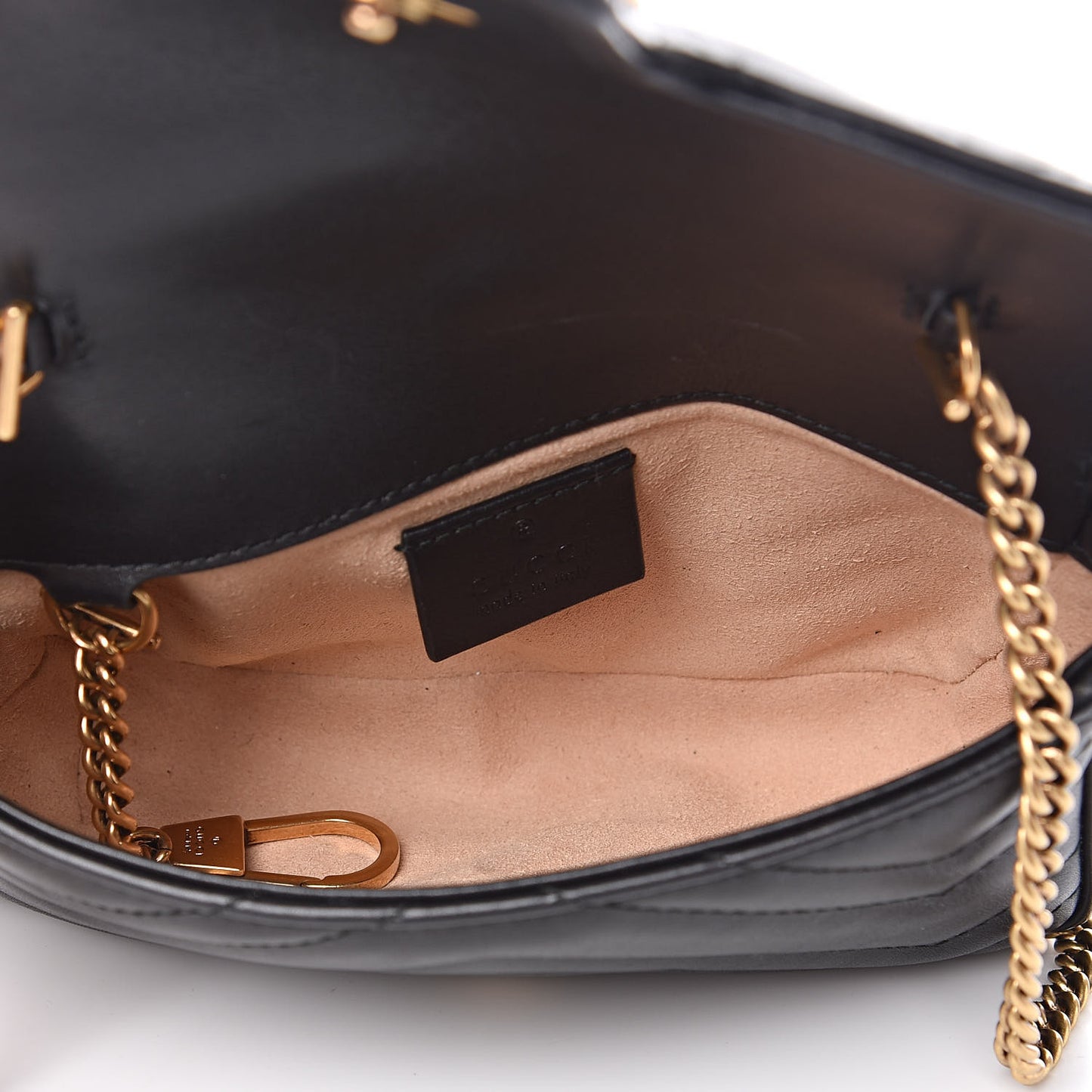 Calfskin Matelasse Super Mini GG Marmont Shoulder Bag Black