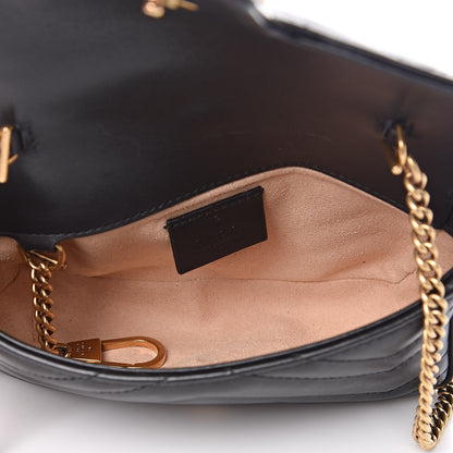 Gucci Calfskin Matelasse Super Mini GG Marmont Shoulder Bag Black 5 of 13