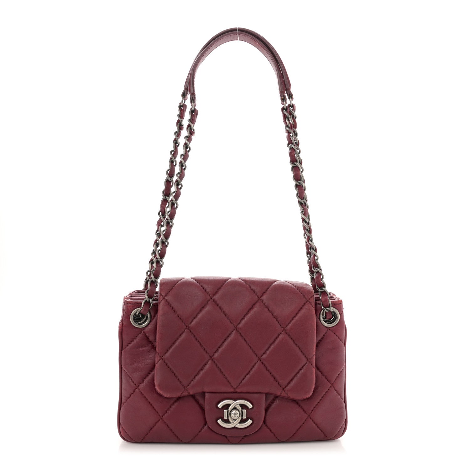 Chanel Lambskin Quilted Accordion Flap Burgundy 1 of 16
