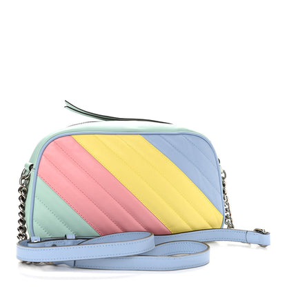 Gucci Calfskin Matelasse Diagonal Small GG Marmont Chain Shoulder Bag Multicolor Pastel 3 of 11