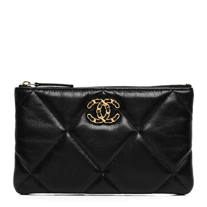 Chanel Goatskin Quilted Chanel 19 Cosmetic Case Black 1 of 11