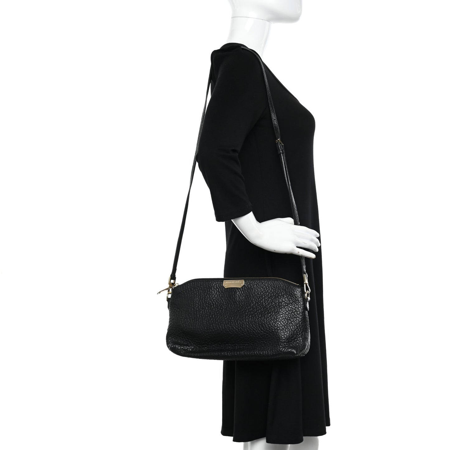 Signature Grain Calfskin Small Chichester Crossbody Clutch Bag Black