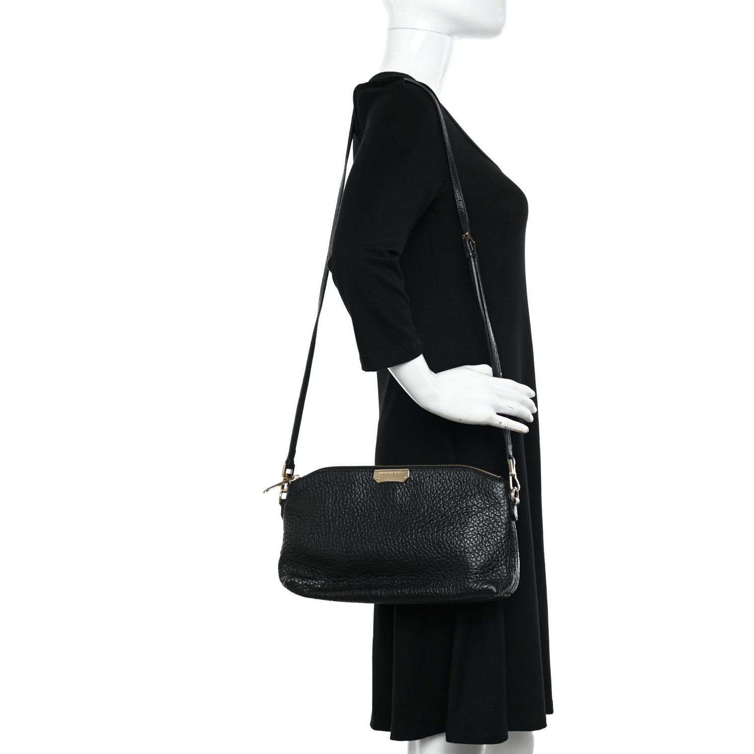 Burberry Signature Grain Calfskin Small Chichester Crossbody Clutch Bag Black 2 of 9