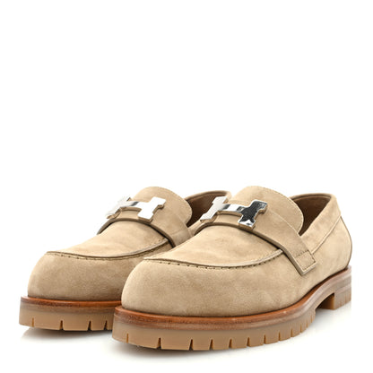 Hermes Suede Goatskin Womens Faubourg Loafers 35 Beige Argile 3 of 8
