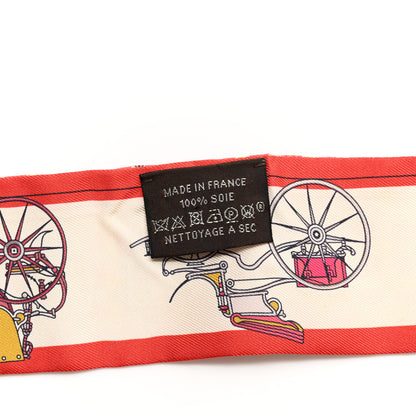 Hermes Silk Les Voitures Nouvelle Twilly Grenadine Vanille Beige 3 of 4