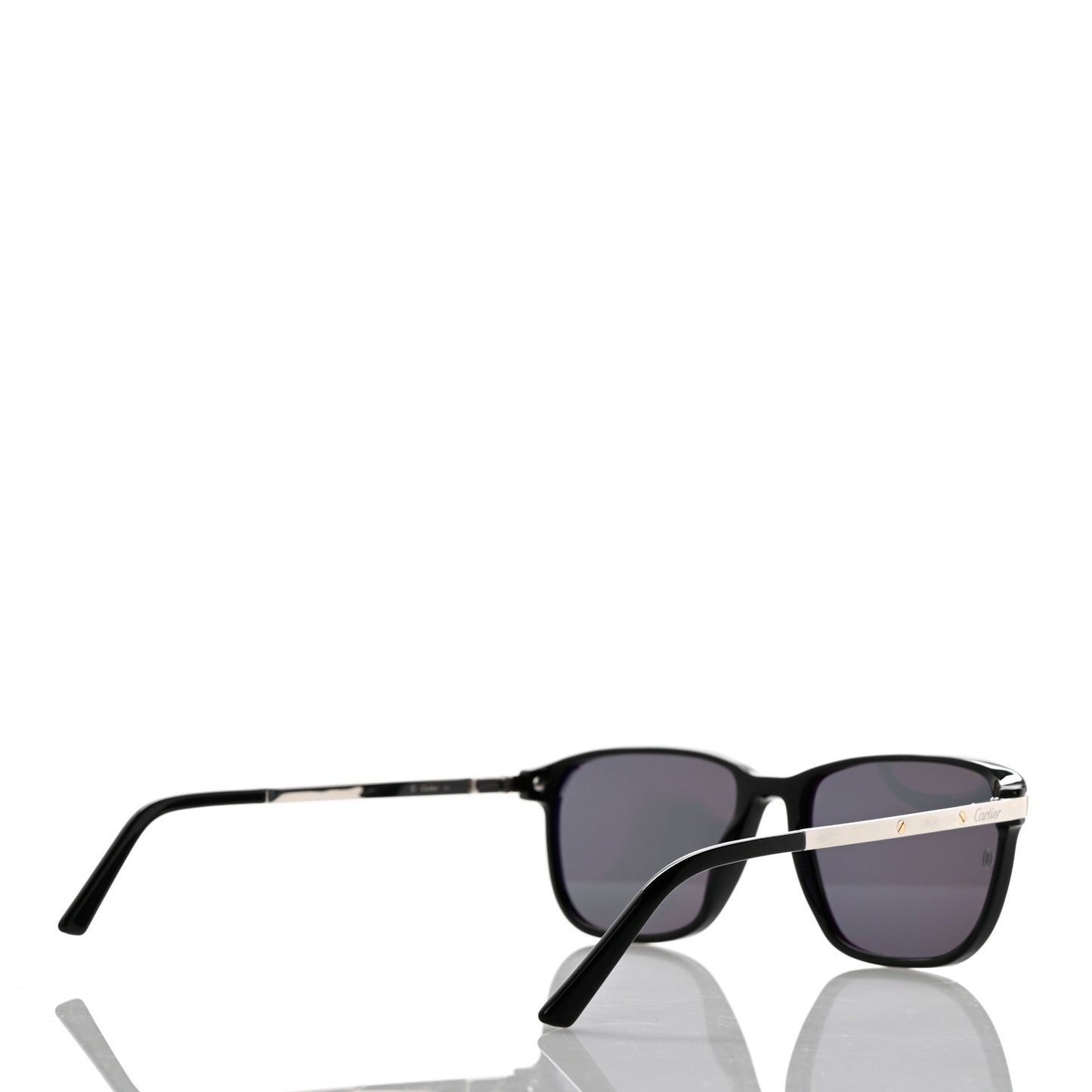 Acetate CT0075S Rectangular Sunglasses Black Silver Grey