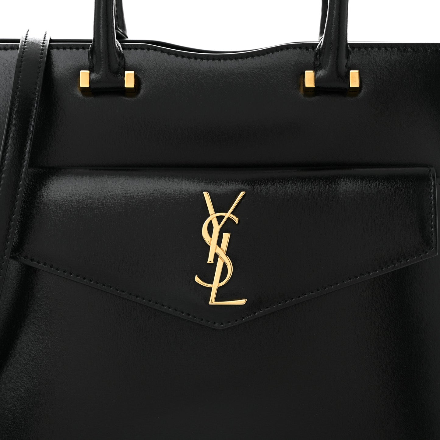 Shiny Calfskin Small Uptown Tote Black