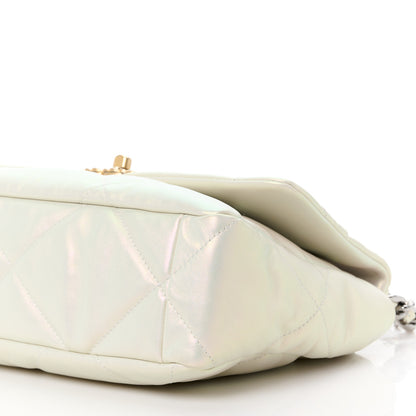 Chanel Iridescent Calfskin Quilted Large Chanel 19 Flap White 10 of 10