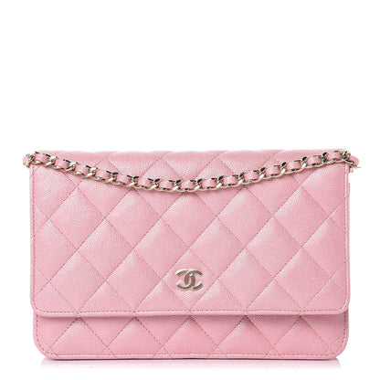 Chanel Iridescent Caviar Quilted Wallet on Chain WOC Rose Pink 1 of 9
