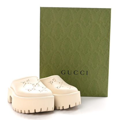 Gucci Rubber GG Monogram Perforated Elea Platform 55mm Lug Sole Sandals 36 Mystic White 9 of 9