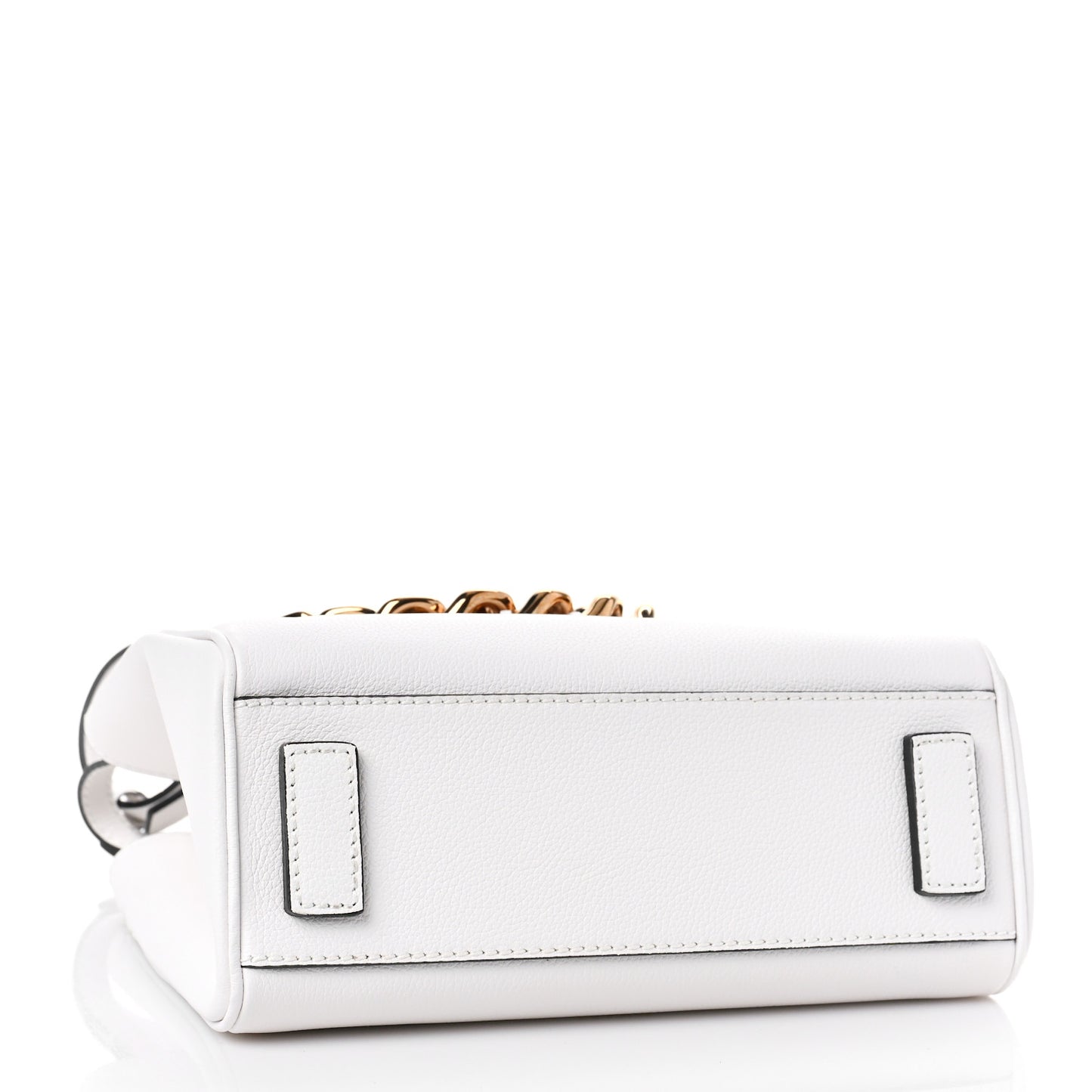 Grained Calfskin Small La Medusa Chain Tote White