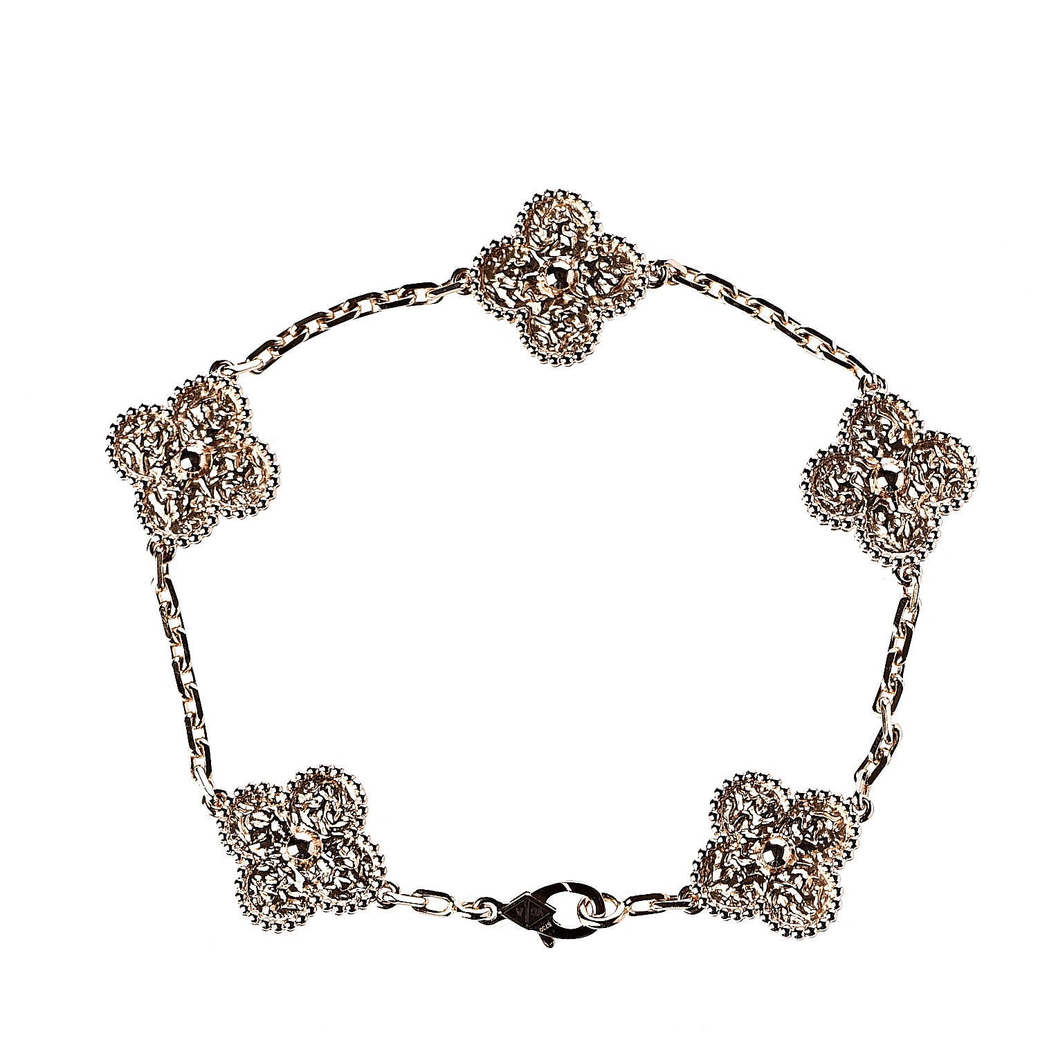 Van Cleef & Arpels 18K Rose Gold 5 Motifs Vintage Alhambra Bracelet 3 of 5