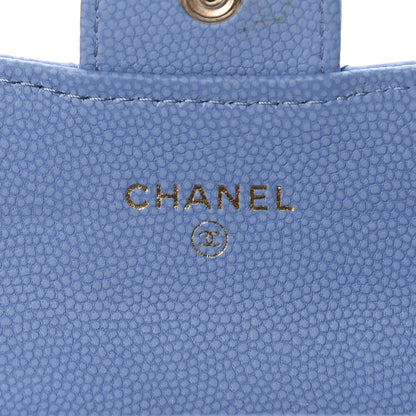 Chanel Caviar Chevron Quilted Flap Card Holder Blue 6 of 9
