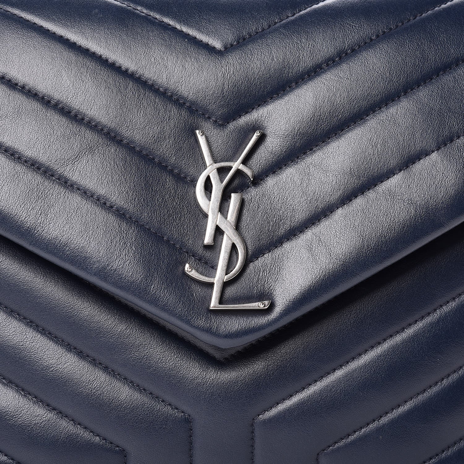 Saint Laurent Calfskin Y Quilted Monogram Medium Loulou Chain Satchel Denim Blue 10 of 10