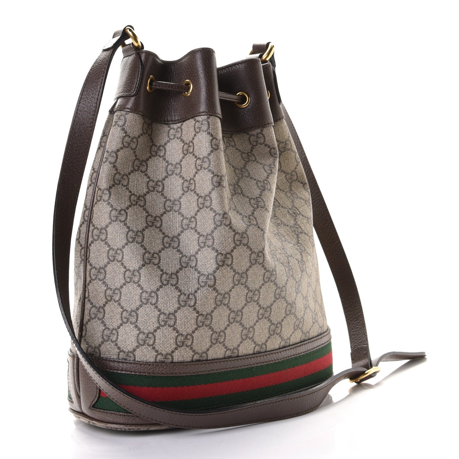 Gucci GG Supreme Monogram Web Ophidia Bucket Bag Brown 2 of 7
