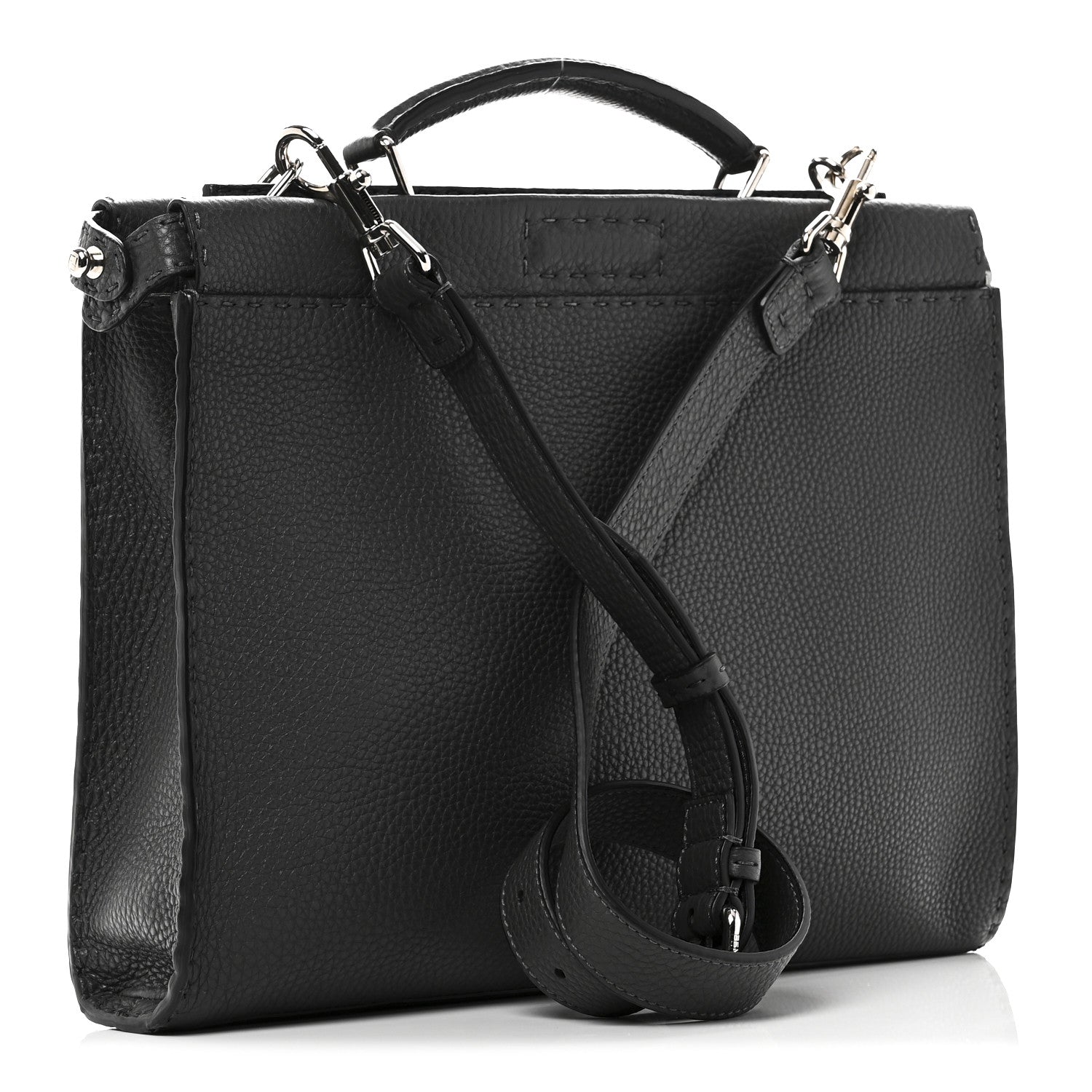 Fendi Cuoio Romano Selleria Bi-Color Large Peekaboo Iconic Fit Satchel Asfalto Lavagna 3 of 10