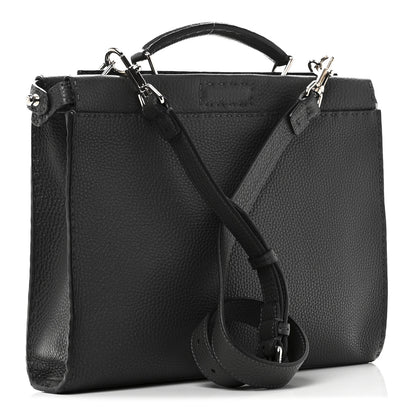 Fendi Cuoio Romano Selleria Bi-Color Large Peekaboo Iconic Fit Satchel Asfalto Lavagna 3 of 10