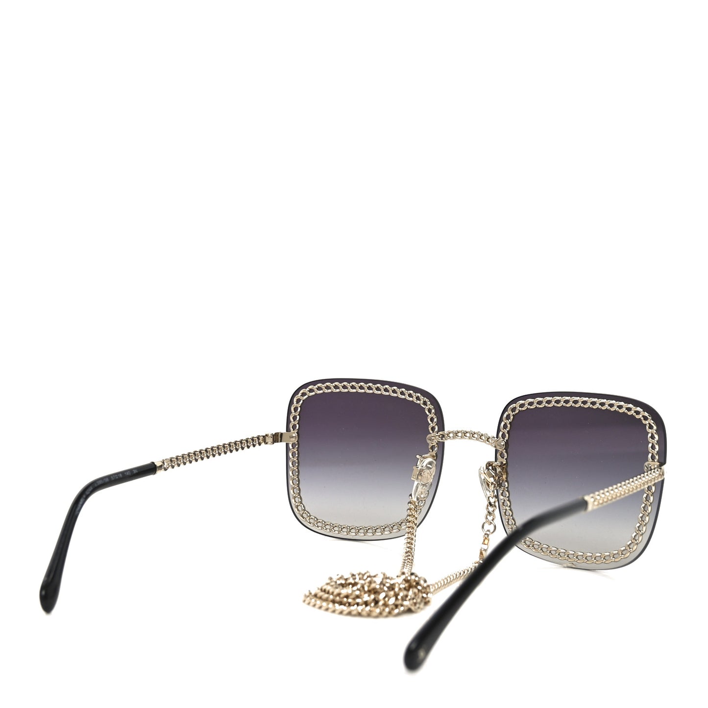 Metal Removable Chain Square Sunglasses 4244 Black