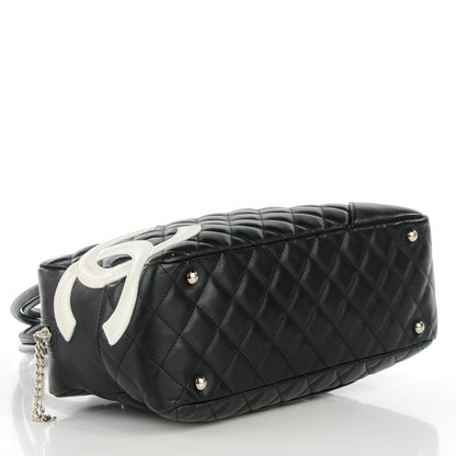 Chanel Calfskin Quilted Large Cambon Bowler Black White 4 of 8