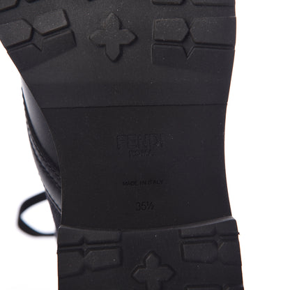 Fendi Calfskin Stretch Fabric Rockoko Biker Boots 35.5 Tobacco Black Marino 6 of 7