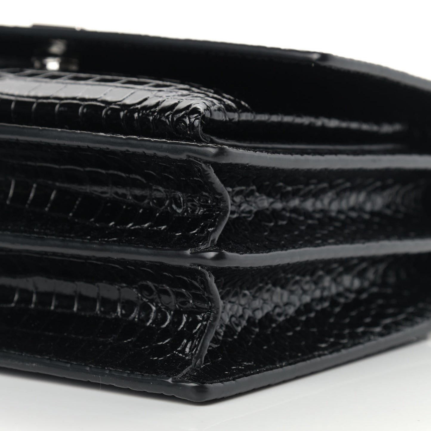 Calfskin Crocodile Embossed Medium Monogram Sunset Black