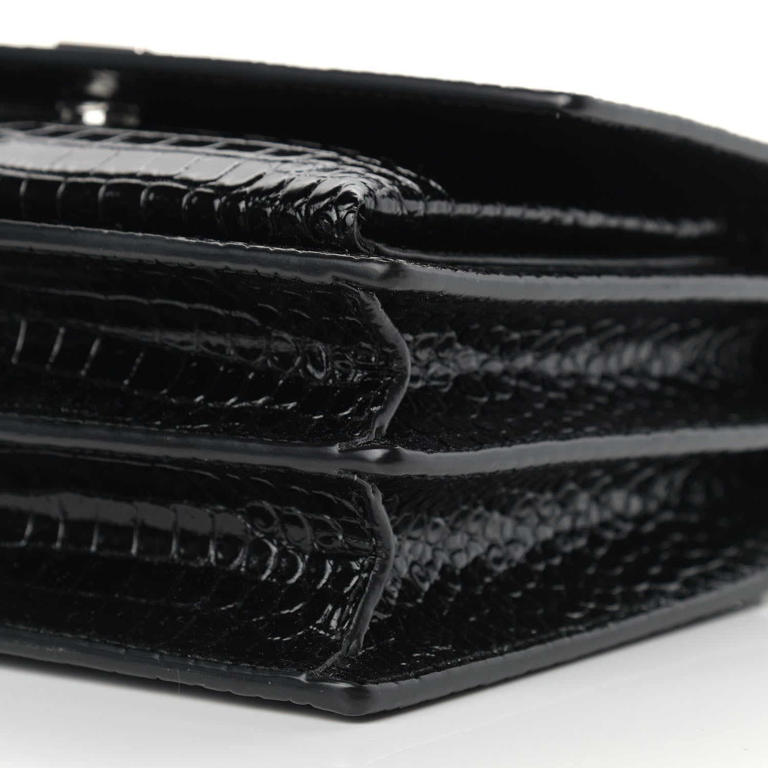 Saint Laurent Calfskin Crocodile Embossed Medium Monogram Sunset Black 9 of 9