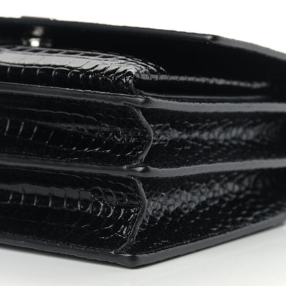 Saint Laurent Calfskin Crocodile Embossed Medium Monogram Sunset Black 9 of 9