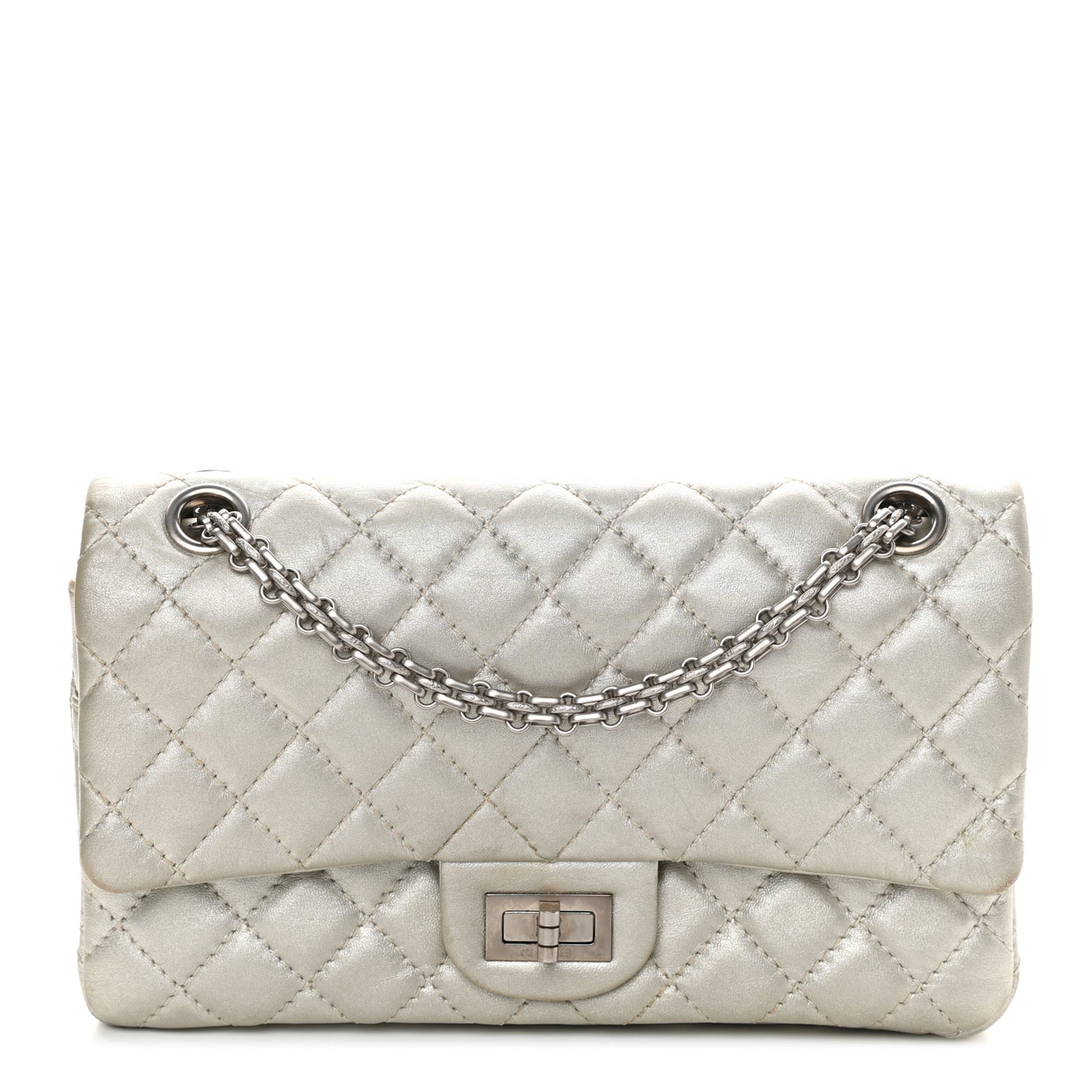 Metallic Lambskin Quilted 2.55 Reissue 225 Flap Silver