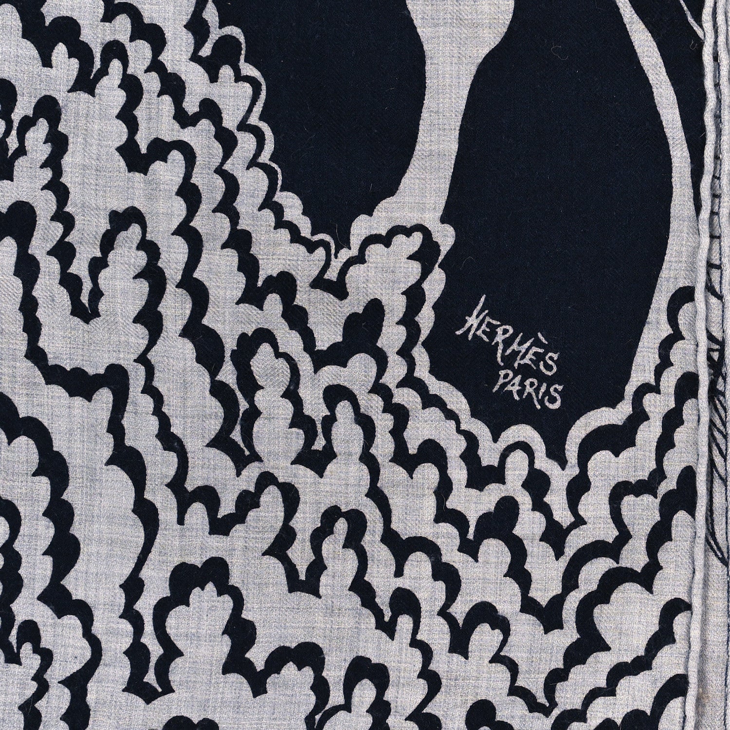 Hermes Cashmere Silk The Three Graces Shawl 140 Gris Chine Caban 2 of 5