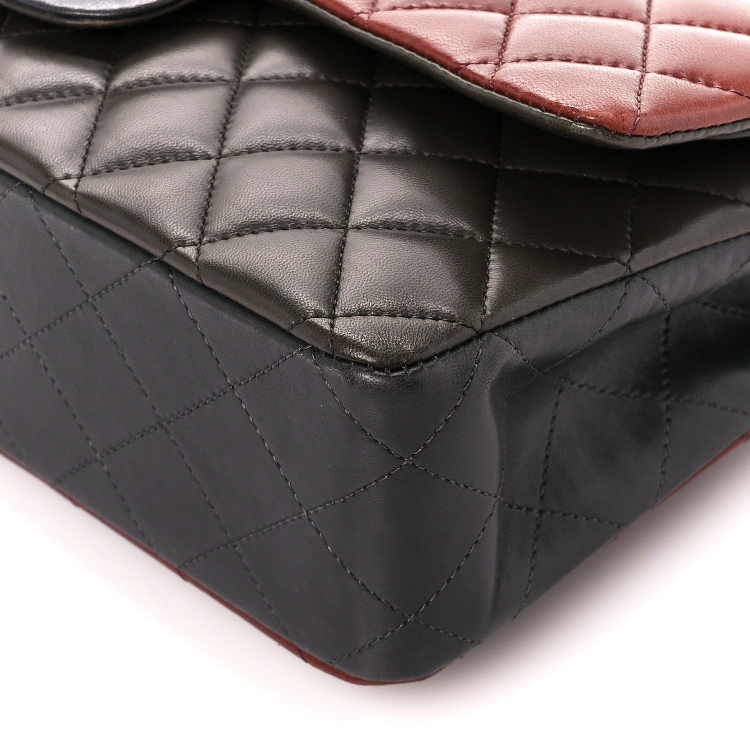Chanel Lambskin Quilted Tri-Color Medium Double Flap Burgundy 11 of 11