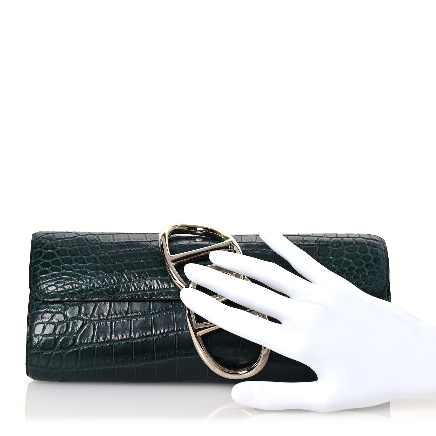 Hermes Matte Niloticus Crocodile Egee Clutch Vert Fonce 2 of 8