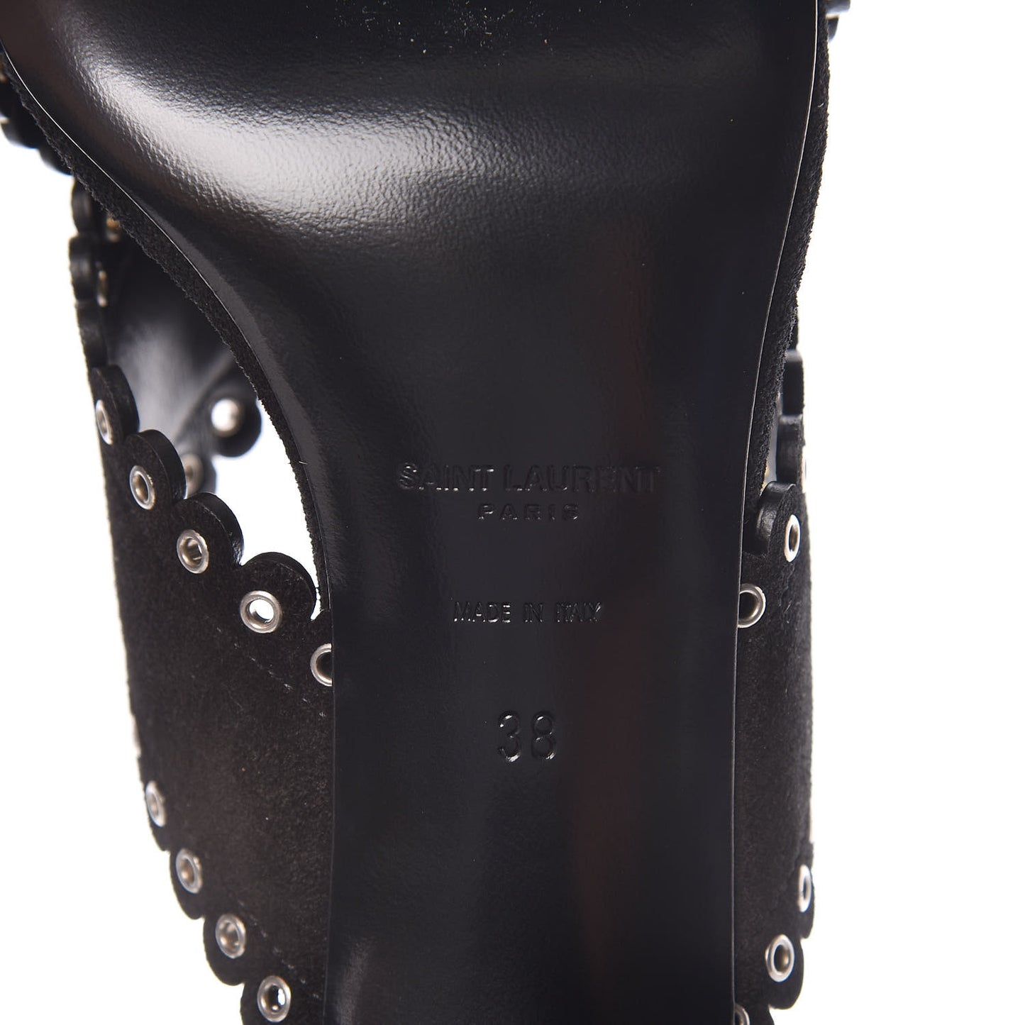 Suede Eyelet LouLou 70 Mules 38 Black
