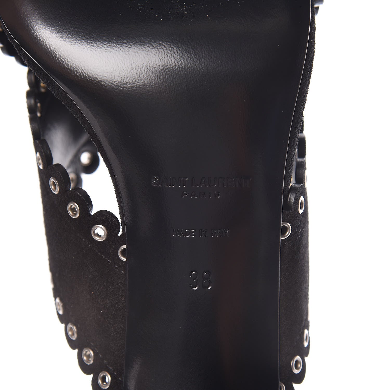 Saint Laurent Suede Eyelet LouLou 70 Mules 38 Black 6 of 9