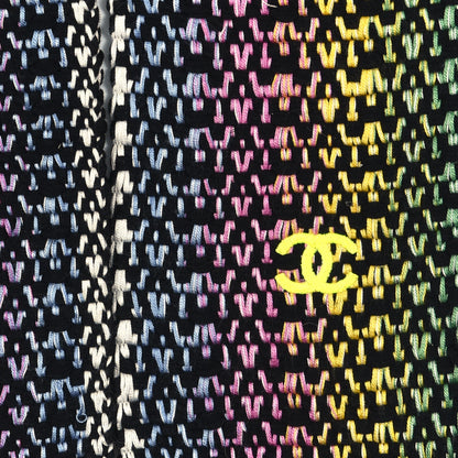 Chanel Cotton Silk CC Woven Scarf Black Multicolor 2 of 4
