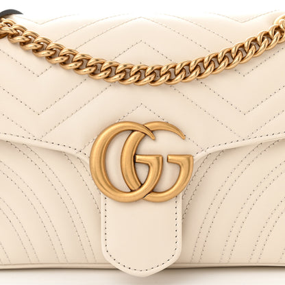 Gucci Calfskin Matelasse Small GG Marmont Shoulder Bag White 8 of 10