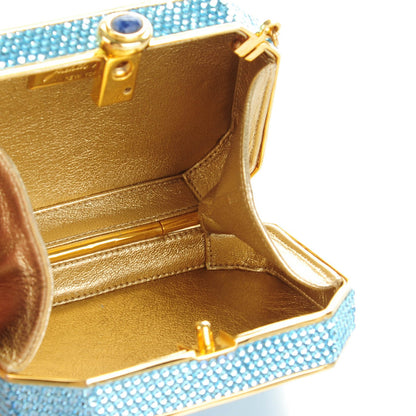 Judith Leiber Swarovski Crystal Minaudière Clutch Blue 5 of 6