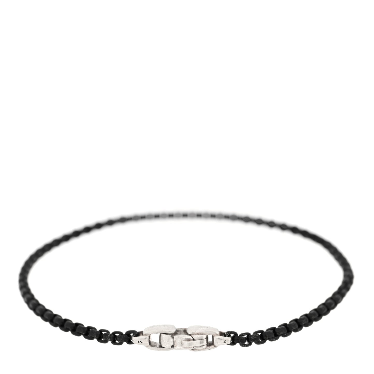 Sterling Silver Darkened Stainless Steel 2.7mm Box Chain Bracelet