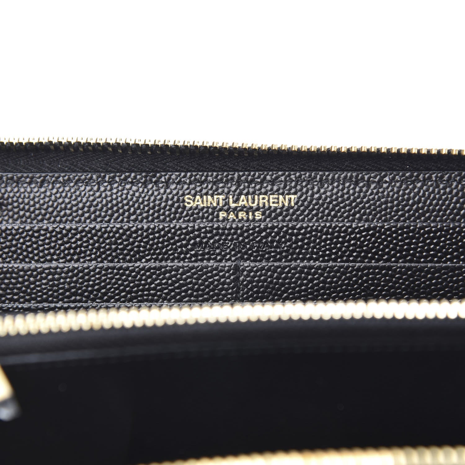 Saint Laurent Grain De Poudre Matelasse Chevron Monogram Zip Around Wallet Black 6 of 8