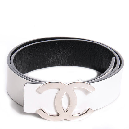 Chanel Reversible Leather CC Logo Belt 75 White Black 1 of 6
