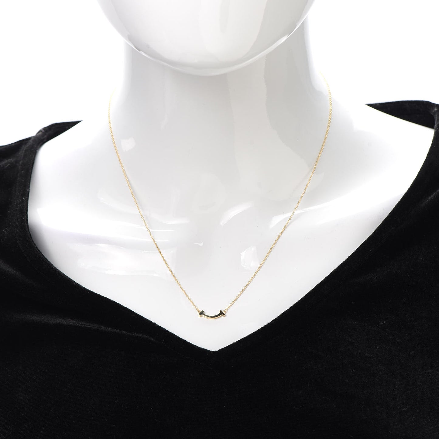 18K Yellow Gold Mini T Smile Pendant Necklace