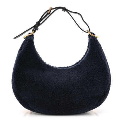 Fendi Sheep Fur Vitello Grace Small Fendigraphy Hobo Midnight 1 of 10