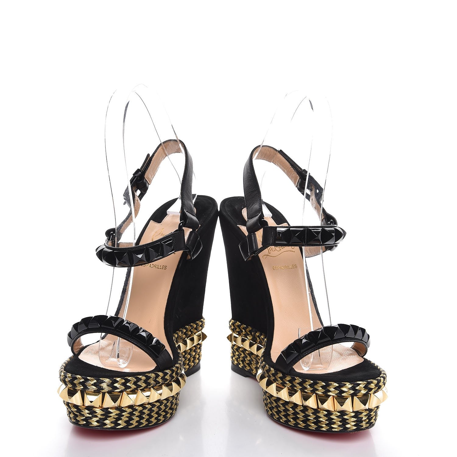 Christian Louboutin Suede Rope Cataclou 140 Wedge Sandals 36 Black Gold 5 of 11