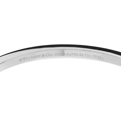 Tiffany Platinum 18K Yellow Gold Diamond Edge Hinged Bypass Bangle Bracelet 3 of 3