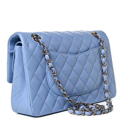 Chanel Lambskin Quilted Medium Double Flap Light Blue 2 of 10