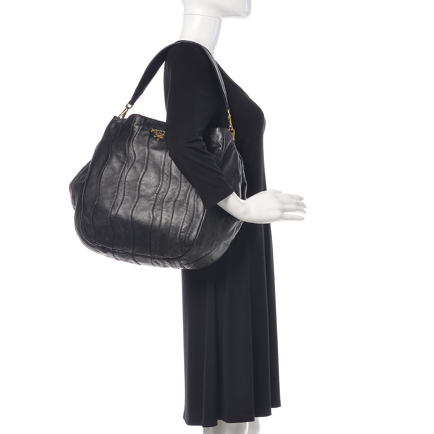 Prada Soft Calfskin Hobo Black 2 of 10