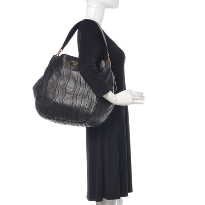Prada Soft Calfskin Hobo Black 2 of 10