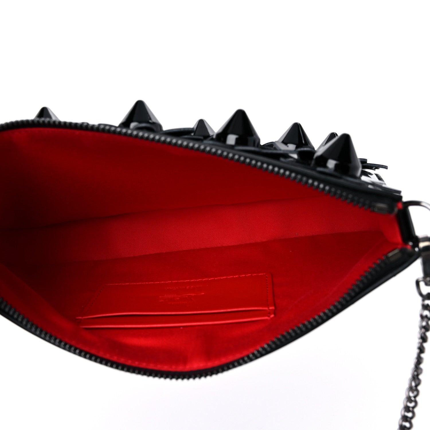 Christian Louboutin Patent Loubila Daisy Spike Patent Pouch Clutch Bag Black 4 of 7
